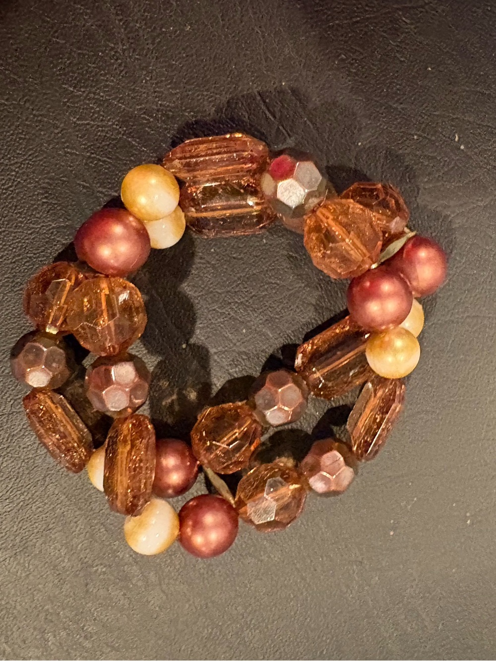 Brown and Gold Beaded Stretch Bracelet - Women Jewelry